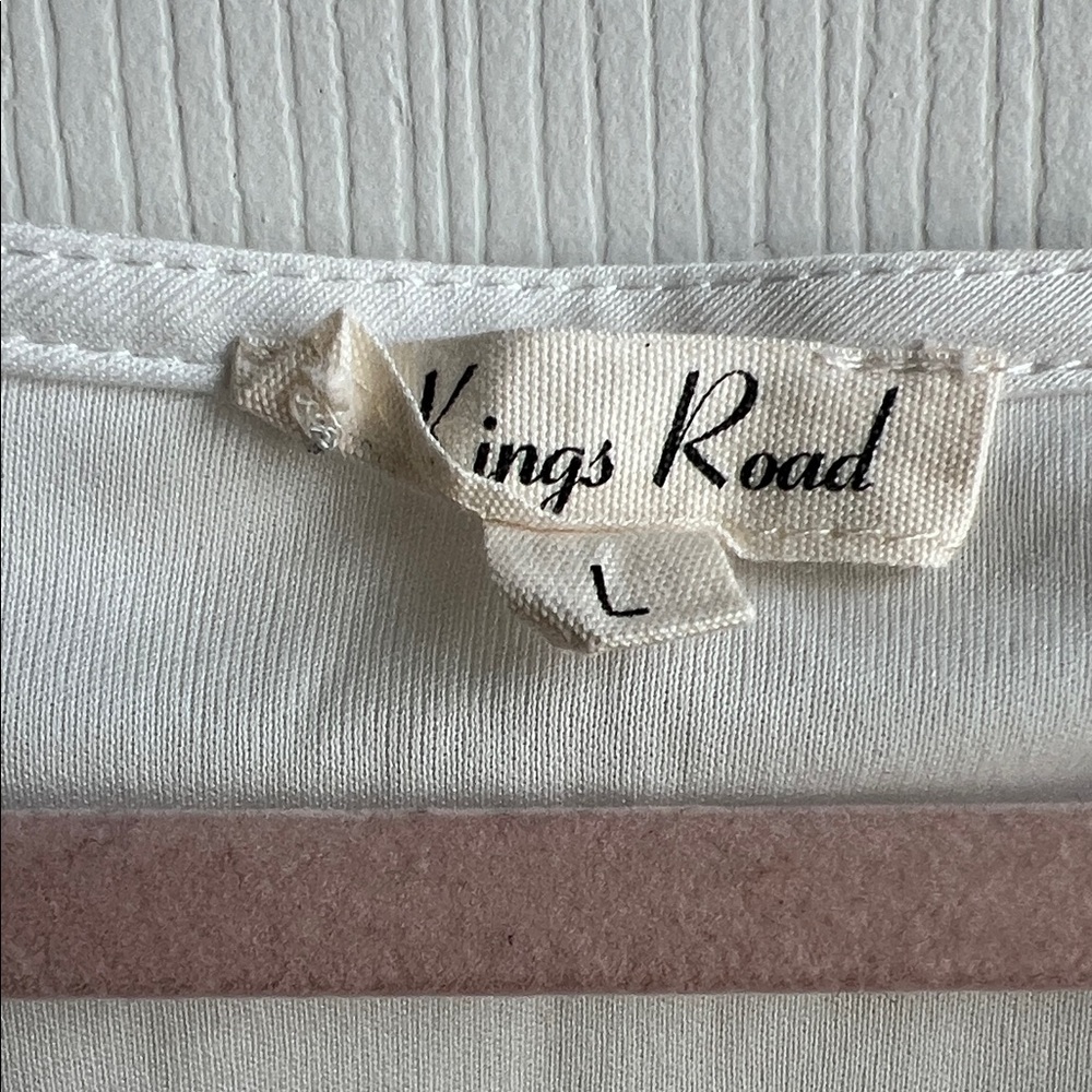 White Midi Dress with V-Neck and Smocked Waist - Picture 3 of 11